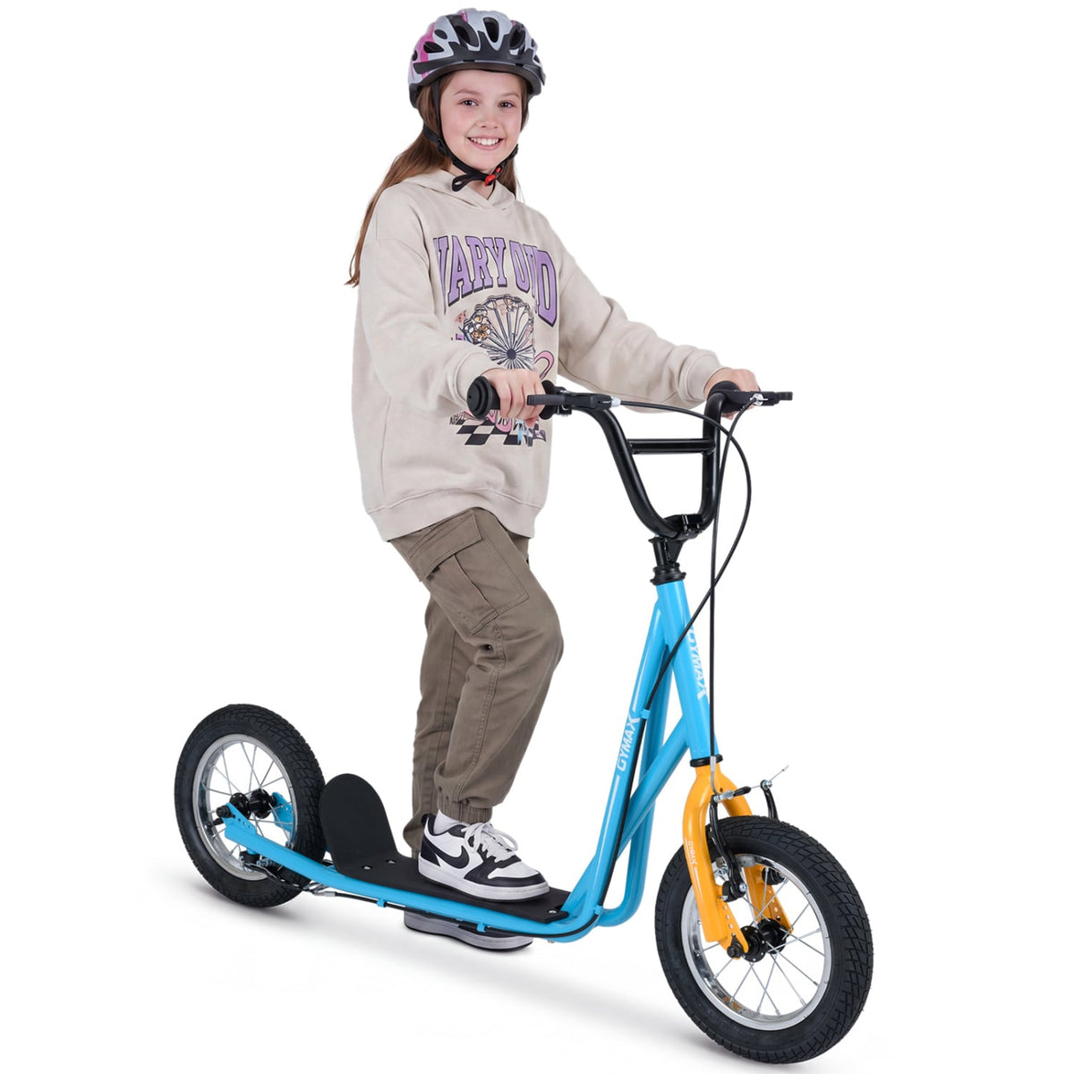 Height Adjustable Kid Kick Scooter with 12 Inch Air Filled Wheel-Blue view 4