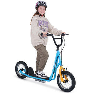 Height Adjustable Kid Kick Scooter with 12 Inch Air Filled Wheel-Blue view 4