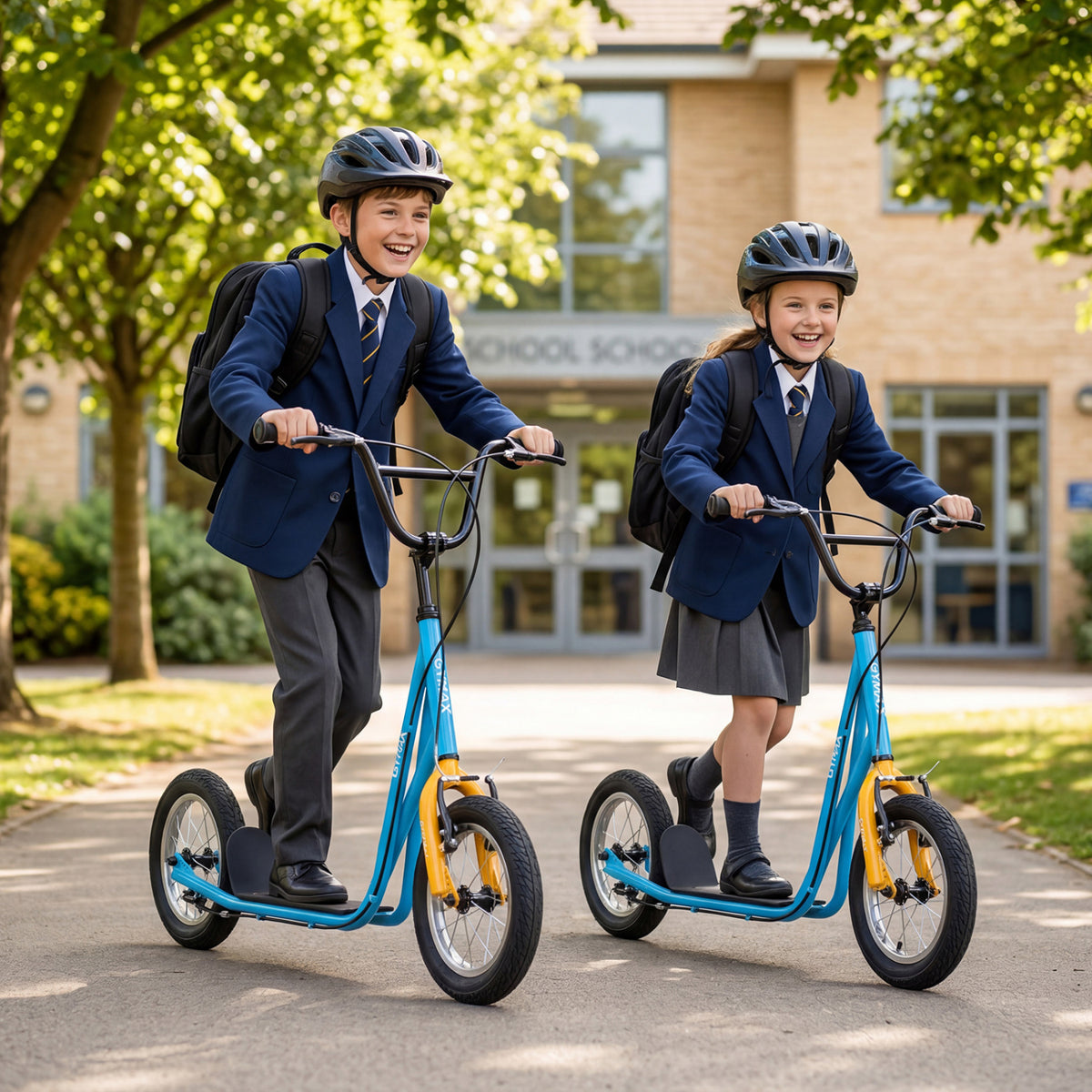 Height Adjustable Kid Kick Scooter with 12 Inch Air Filled Wheel-Blue view 6