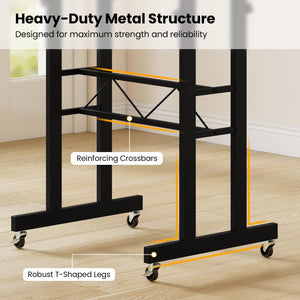 Height Adjustable Laptop Desk with Fabric Drawer Tablet Holder and Lockable Wheels-Black view 9