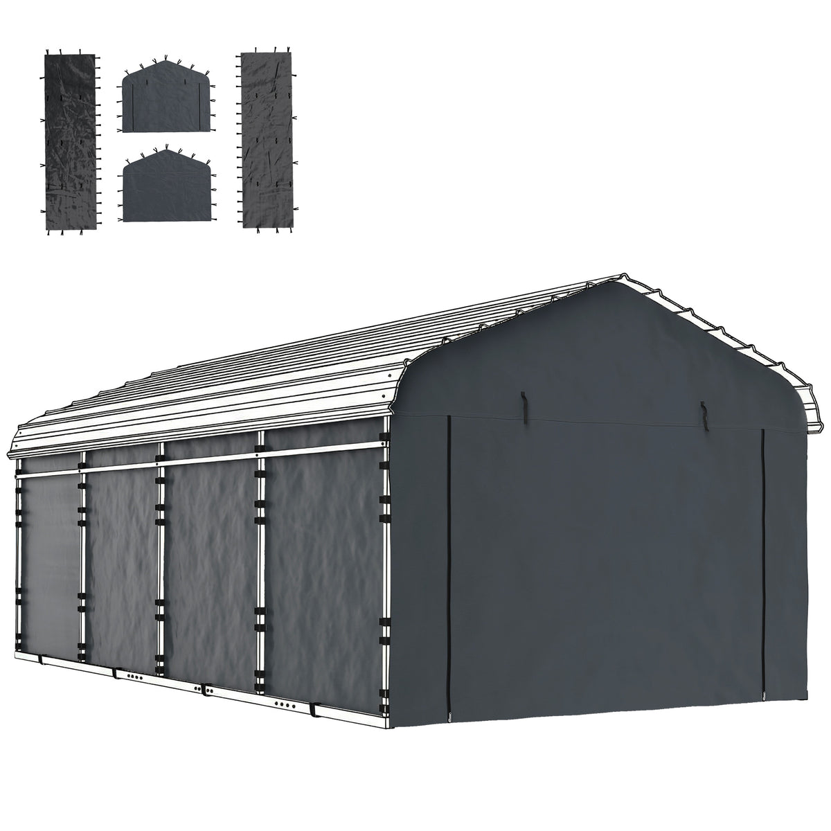 Carport Replacement Canopy Cover Sidewalls for 12' x 20' Carport – view 8