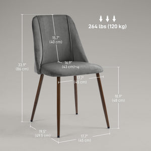 Upholstered Dining Chairs Set of 4, Velvet Accent Chair with Back and Wood-grain Steel Leg for Kitchen – view 20