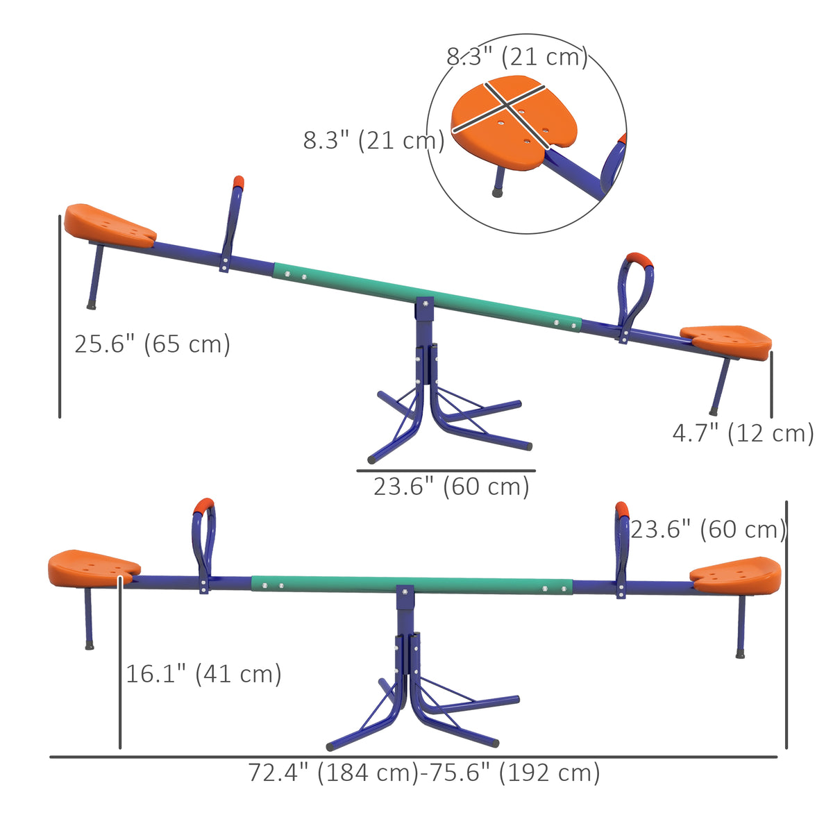 Kids Seesaw Swivel with 360 Degrees Rotating, Outdoor Playground Equipment for Backyard, Playground, Multicoloured