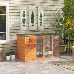 Wooden Cat Catio, 76"L Walk in Outdoor Cat House with Asphalt Roof, Platforms, Lockable Doors – view 14