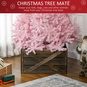 24" Farmhouse Christmas Tree Base Cover Wooden Christmas Tree Collar Box Home Decoration Dark Distressed Wood Finish