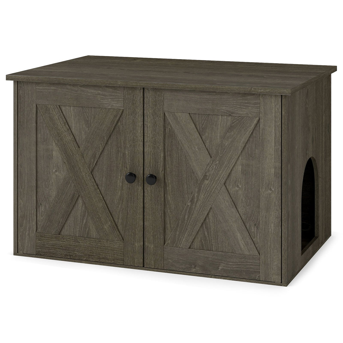 Hidden Cat Litter Box Enclosure Furniture with Divider-Oak view 4