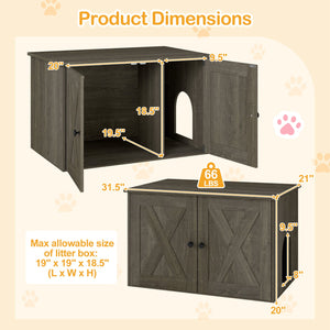 Hidden Cat Litter Box Enclosure Furniture with Divider-Oak view 6