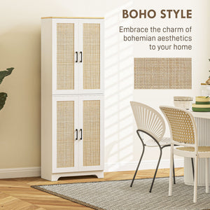67" Tall Kitchen Pantry, Freestanding Kitchen Storage Cabinet with 4 Rattan Doors and Adjustable Shelves – view 13