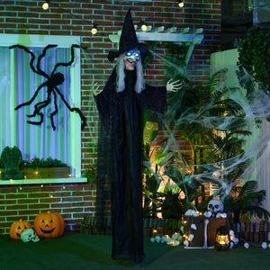 6' Life Size Black Witch Outdoor Halloween Decoration, Halloween Prop w/ Light Up Eyes