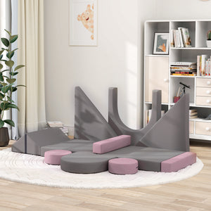 Qaba 12-Piece Modular Kids Play Couch Building Fort for Playroom Bedroom, Convertible Kids Sofa