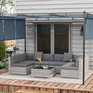 7 Pieces Patio Furniture Set, Rattan Conversation Set Garden Wicker Sofa Set with Washable Cushions and – view 8