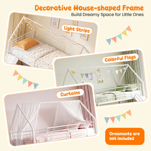 House-shaped Metal Twin Over Twin Low Bunk Bed-White view 6