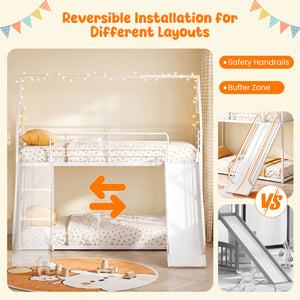 House-shaped Metal Twin Over Twin Low Bunk Bed-White view 7