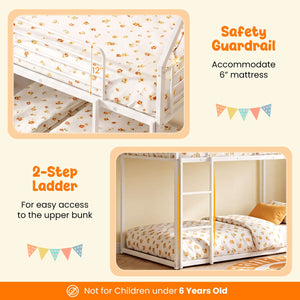 House-shaped Metal Twin Over Twin Low Bunk Bed-White view 8
