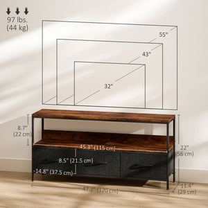 TV Stand with Charging Station, TV Table with 2 Foldable Linen Drawers and Open Shelf for 47 Inch – view 23