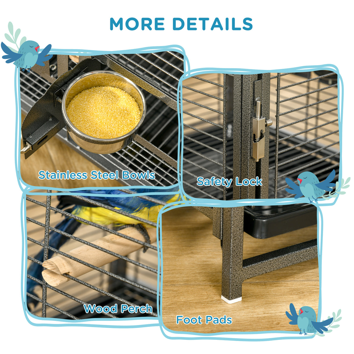Bird Travel Carrier Cage, Portable Metal Bird Cage for Parrots Conures Cockatiel Parakeets with Stand – view 12