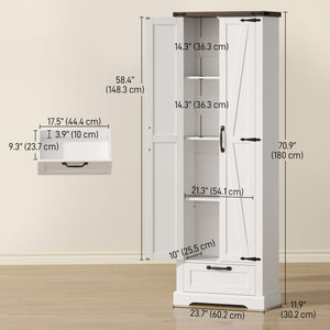 71" Pantry Cabinet, Kitchen Storage Cabinet with Adjustable Shelves, 2 Doors and Drawer for Dining Room – view 9