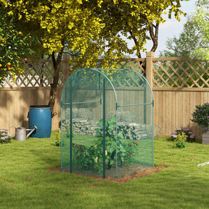 Galvanized Steel Crop Cage, Plant Protection Tent with Zippered Door, 4' x 4', Black – view 14