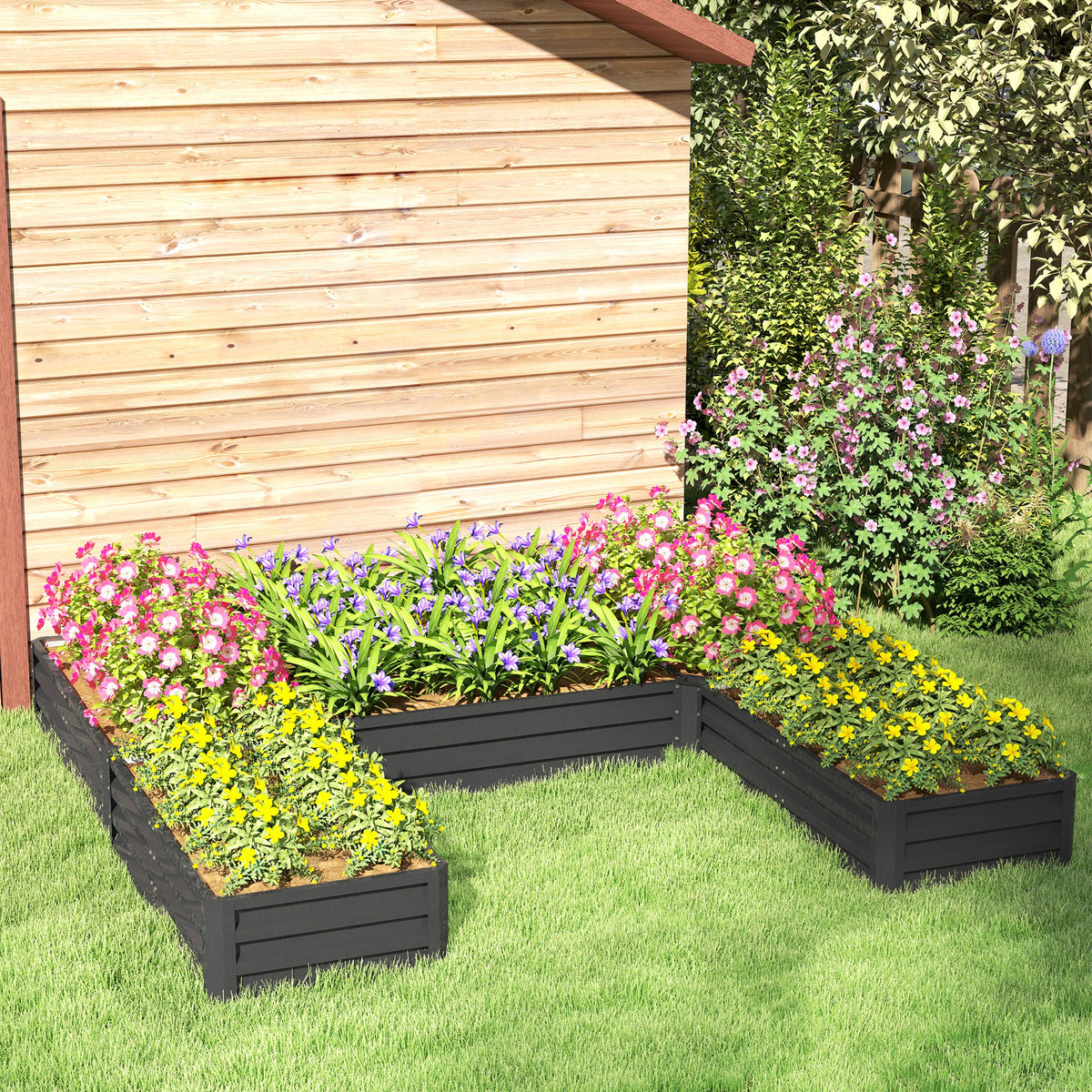 Steel Raised Garden Bed, Set of 5 Large Box Planters for Outdoor Plants Vegetables Flowers Herbs, 8x8x1ft – view 13