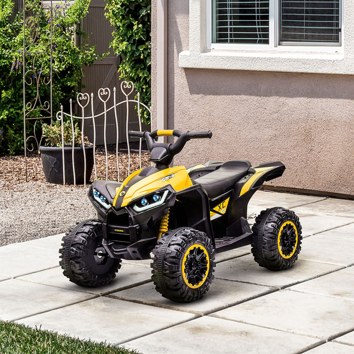 Aosom Kids 4 Wheeler Quad with Music, Headlights, High & Low Speed, Kids ATV for 3-5 Years Old Boys & Girl
