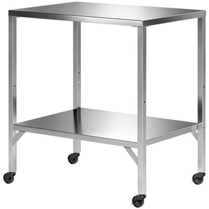 Outdoor Grill Cart with Stainless Steel Tabletop, Pizza Oven Stand with Shelf, Lockable Wheels, Rolling BBQ Table