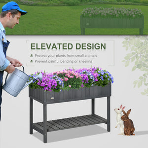 43.25" x 18" x 30" Raised Garden Bed, Wooden Plant Stand with 8 Grid Box, Storage Shelf for Outdoor, Natural Wood Colour