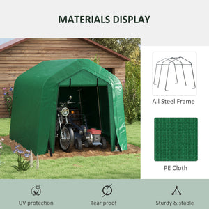 8' x 6' Carport with Sidewalls and Roll-up Door, Outdoor Storage Shelter for Motorcycle and Car, Grey – view 10
