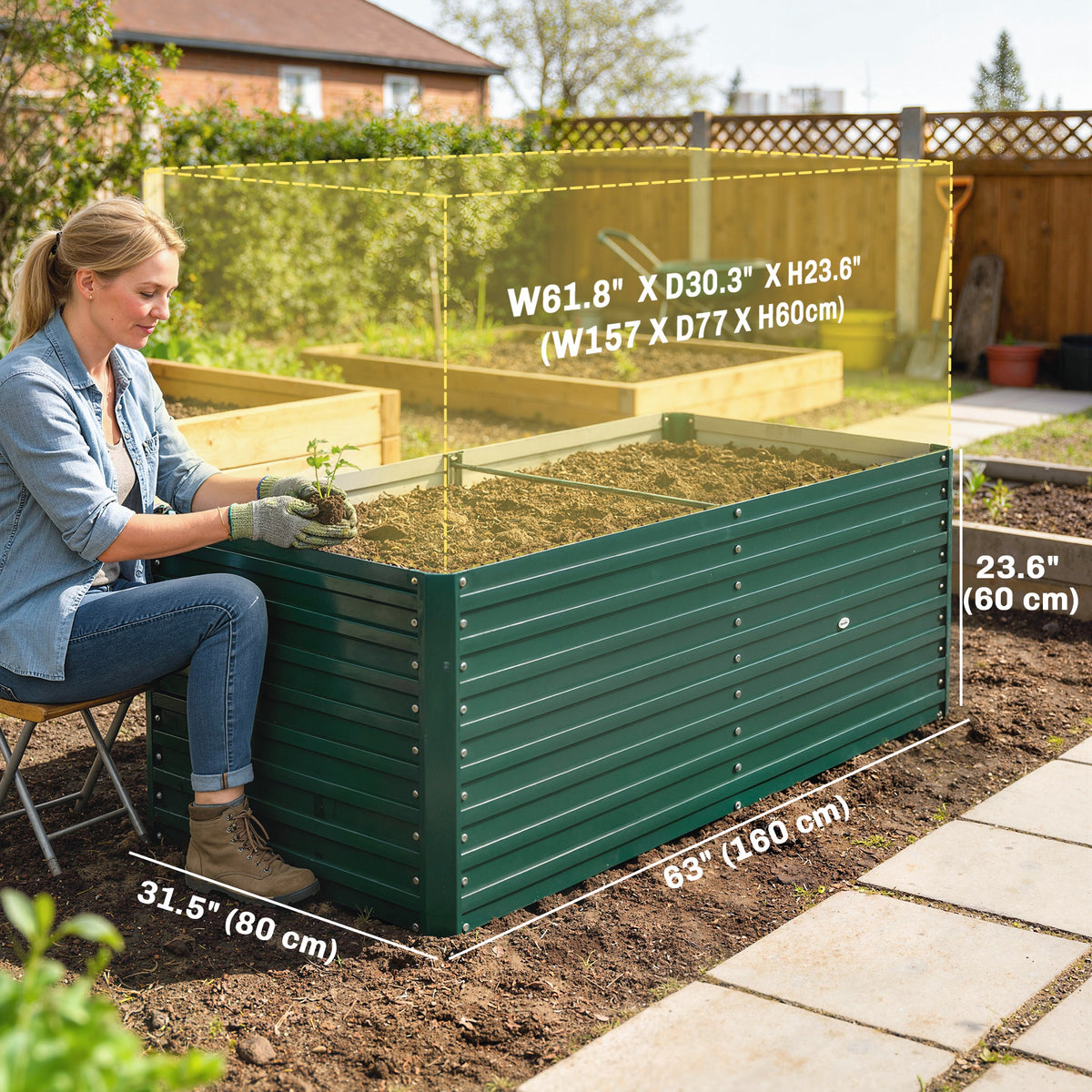 5' x 3' x 2' Raised Garden Bed, Galvanized Planter Box for Growing Flowers, Herbs and Vegetables, Black – view 23
