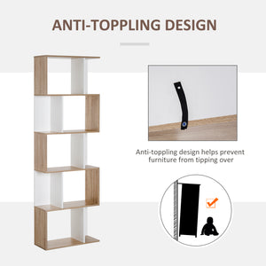 5-Tier Geometric Bookcase Display Shelf Storage Shelf Modern Room Divider Living Room Home Office Furniture, White