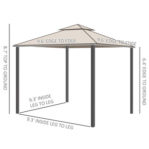 10' x 10' Patio Gazebo Pavilion, 2-Tier Roof Canopy Outdoor Event Party Tent with Steel Frame for Garden – view 2
