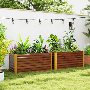 Set of 2 Galvanized Metal Planters for Outdoor Plants, 4' x 2' x 2' Raised Garden Bed, Dark Grey – view 14