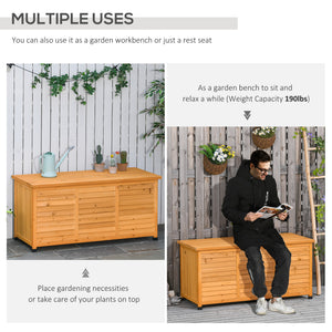 75 Gallon Wooden Storage Box patio Deck Box Bench, Garden Backyard Outdoor Storage Container with Aerating – view 19