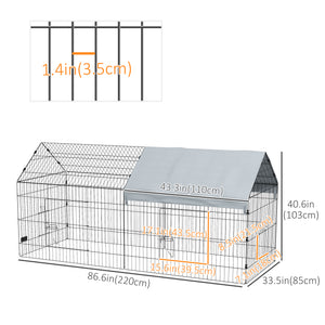 73" Small Animal Cage with Roof, Indoor/Outdoor Use,  for Chicken, Rabbits, Chinchillas