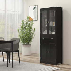63" 4-Door Kitchen Pantry Cabinet, Freestanding Storage Cabinet Cupboard with Adjustable Shelves, Black – view 7