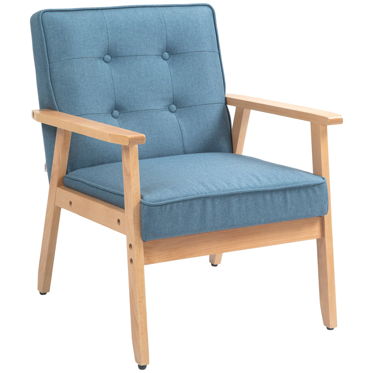Mid-Century Accent Chair Modern Fabric Upholstered Tufted Back Lounge Sofa Seat - Grey