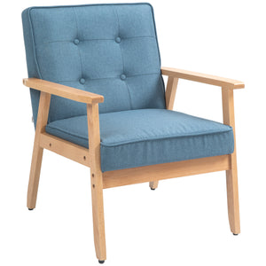 Mid-Century Accent Chair Modern Fabric Upholstered Tufted Back Lounge Sofa Seat - Grey