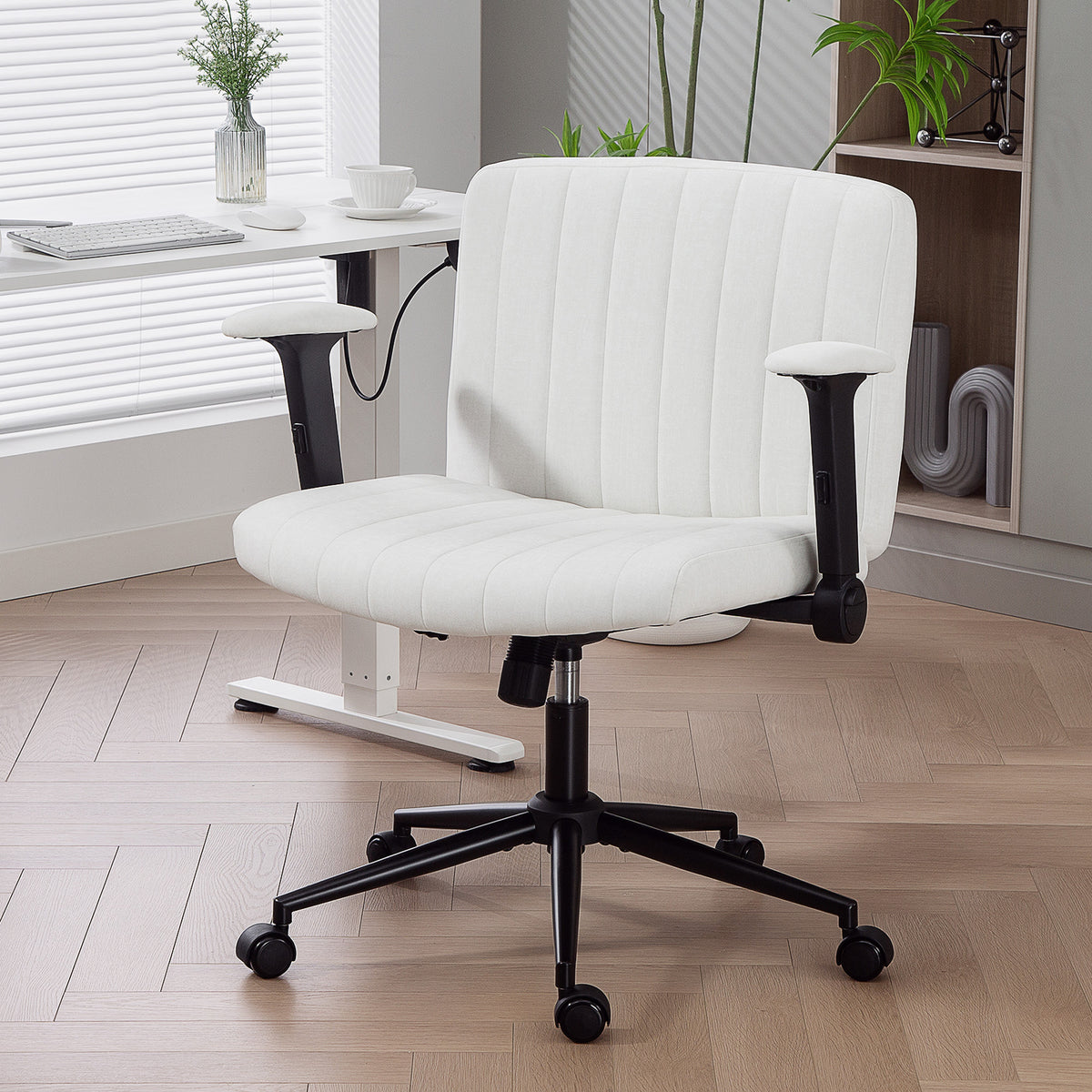 Criss Cross Chair with Flip-up Armrests, Wheels, Wide Office Chair with Adjustable Height, Tilting – view 7