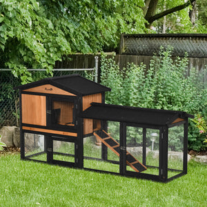 69" Wooden Rabbit Hutch Pet Playpen Bunny House Enclosure with Run Box, Slide-out Tray, Ramp – view 7