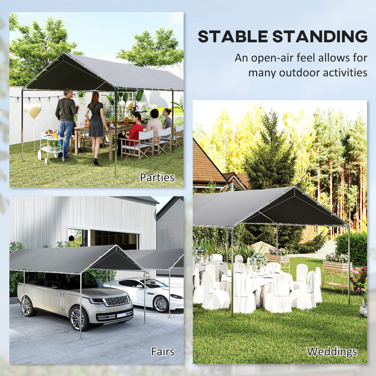 10' x 20' Carport Heavy Duty Galvanized Car Canopy with Included Anchor Kit, 3 Reinforced Steel Cables – view 13