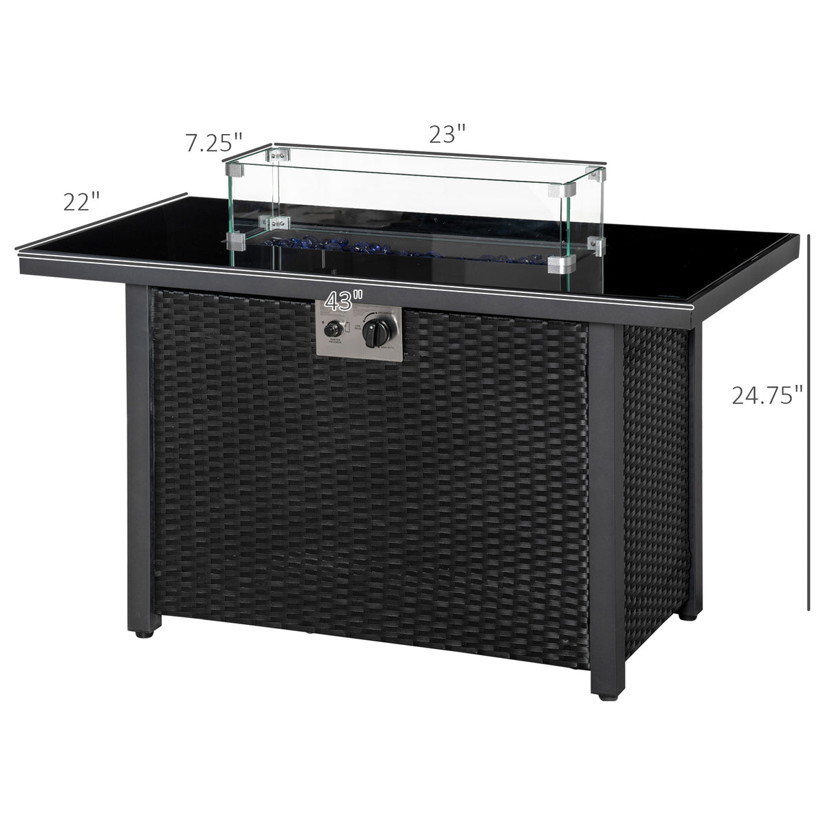 Propane Fire Pit Table 43in Outdoor Fire Table, 50,000 BTU Pulse-Ignition Wicker Firepit Furniture – view 2