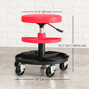 Rolling Garage Stool, 300 LBS Capacity Mechanic Stool with 2.5" Wheels, Tool Trays Storage – view 2