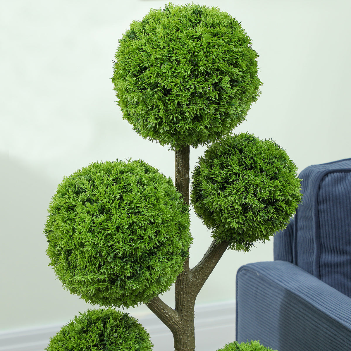 43.3" Artificial Ball Cypress Topiary Tree, Fake Plant in Pot for Indoor Outdoor Living Room Green