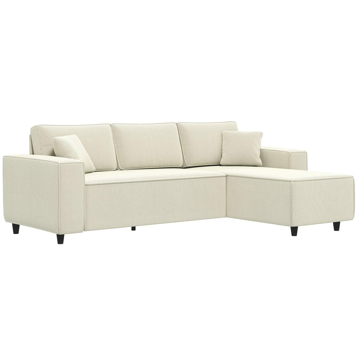 Corner Sofa with Changeable Chaise, Corduroy L-Shaped Sectional Sofa with Pocket Spring, 2 Pillows – view 8
