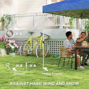 Pop Up Canopy Waterproof Canopy Tent with Carrying Bag for Parties Garden BBQs 9.8' x 9.8', Blue – view 4