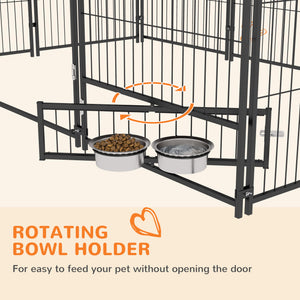 4.6' x 4.6' x 5' Outdoor Dog Kennel with Canopy, Rotating Bowls, Coffee – view 12