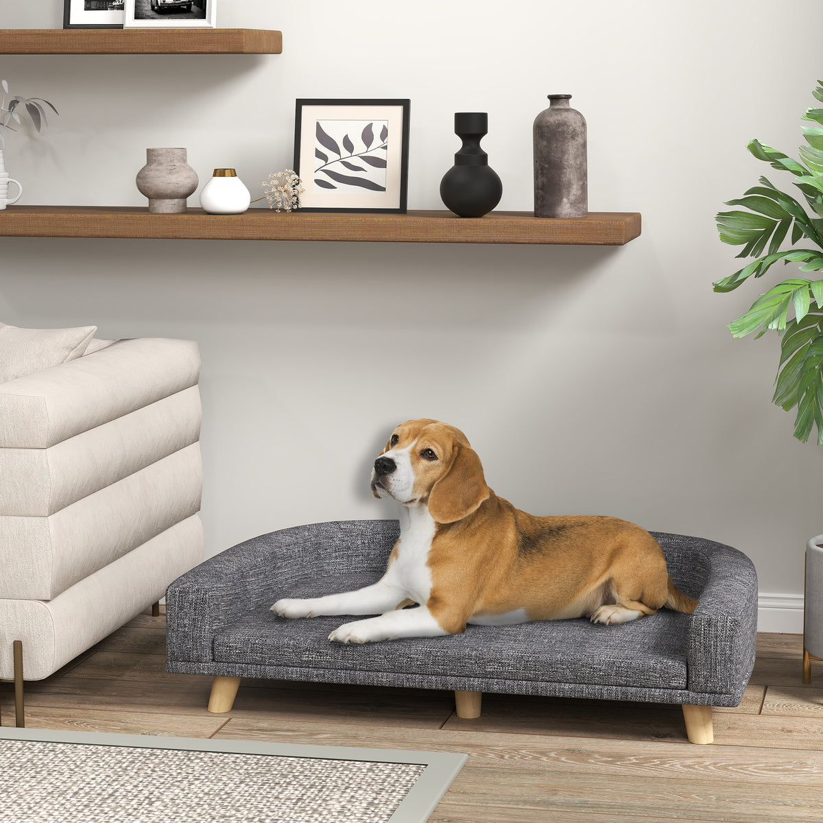 Dog Sofa for Large Dogs with Washable Cover, Anti-slip Foot Pads, Dark Grey – view 7
