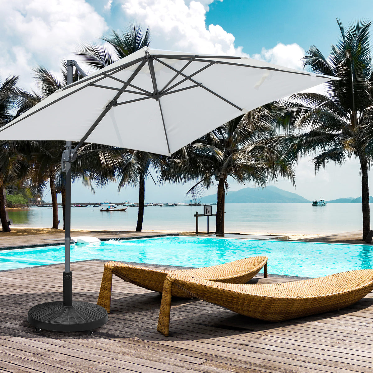20.5" Round Parasol Base Resin Patio Umbrella Base Garden Parasol Holder Outdoor Offset Weight Stand – view 3