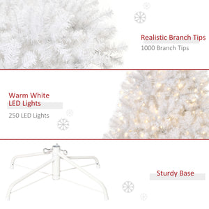 6FT Prelit Artificial Christmas Tree Warm White LED Light Holiday Home Xmas Decoration with Automatic Open, White