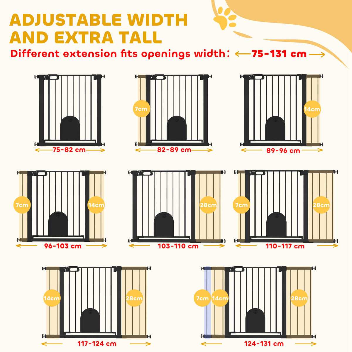 30"-52" Extra Wide Pet Gate Barrier with Small Door, 30"H Dog Gate with Safety Gate Barrier – view 15