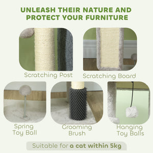 41 Inch Cat Tree with Scratching Posts, Cat Bed, Condo, Grooming Brush, Jumping Platforms, Toy Balls, Anti-tip Kit